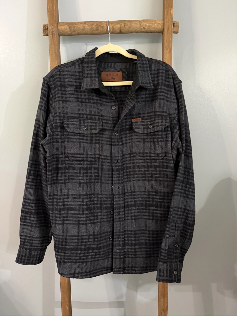 Orvis Men's Gray Plaid Lightweight Shirt Jacket